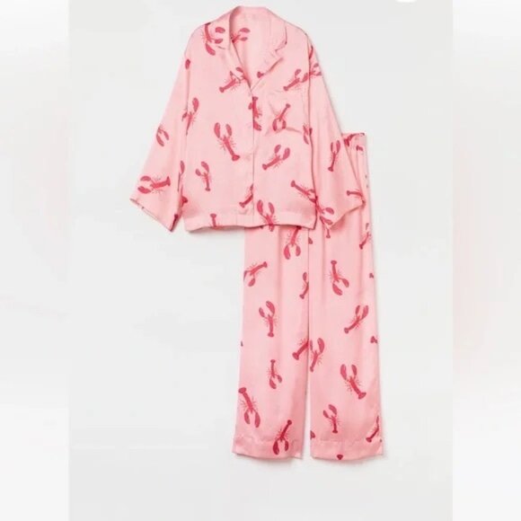 H&M Lobster Print Satin Pajamas - Picture 1 of 13